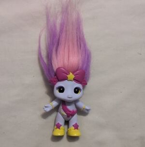 Zelfs Wishbeam Series 6 Y2K Troll Doll Toy Figure Purple Yellow Star Moose Toys
